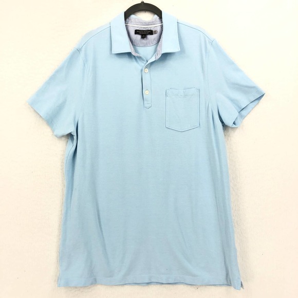 Banana Republic Other - Banana Republic Mens XL Blue Polo Shirt 3 Button Short Sleeve Stretch Pocket